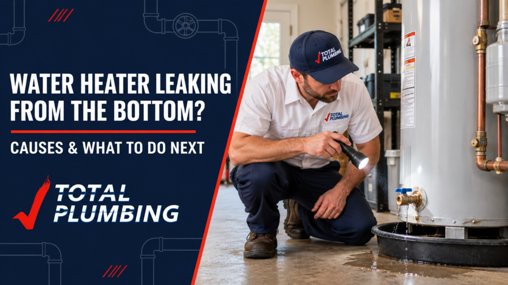 Water heater leaking from the bottom. DFW plumber fixing